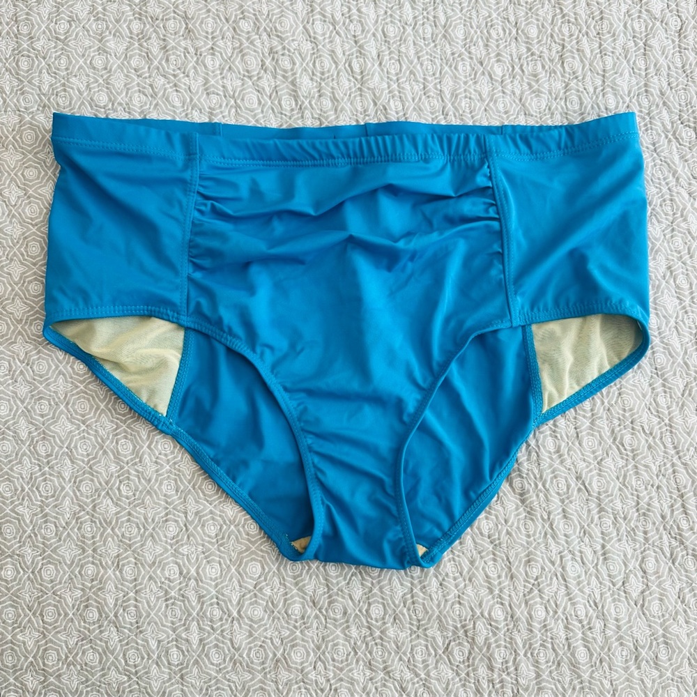 Ellos Vibrant Blue Ruched Swim Bikini Bottoms Swimwear Size 18